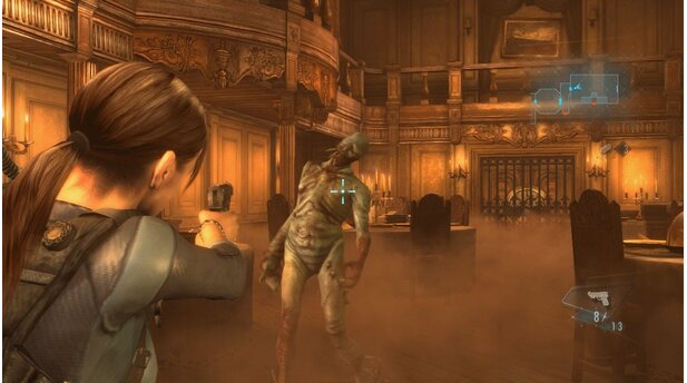 Resident Evil: RevelationsDie Queen Zenobia hat nicht nur dunkle vermoderte Gänge, sondern auch prunkvolle Abschnitte wie diesen Speisesaal zu bieten.