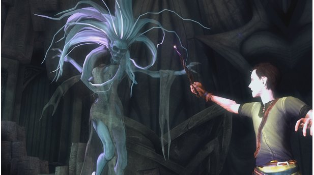 SorceryDer erste Zwischenboss, eine Banshee, trachtet dem Zauberlehrling nach dem Leben.
