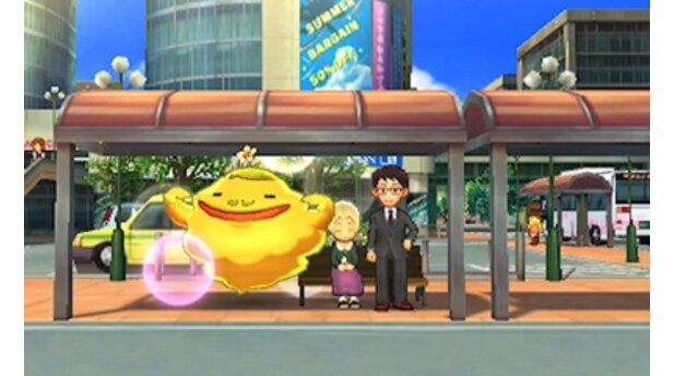 Yo-Kai WatchDie namensgebenden Yo-Kai sind überall in unserem Alltag versteckt, hier an einer Bushaltestelle.