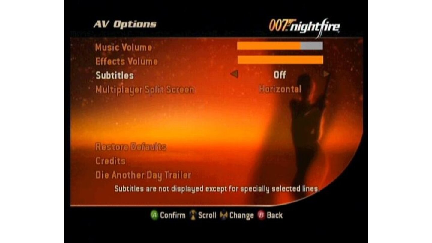 One of the option menus, the game even includes trailer to Die Another Day, most recent Bond movie.