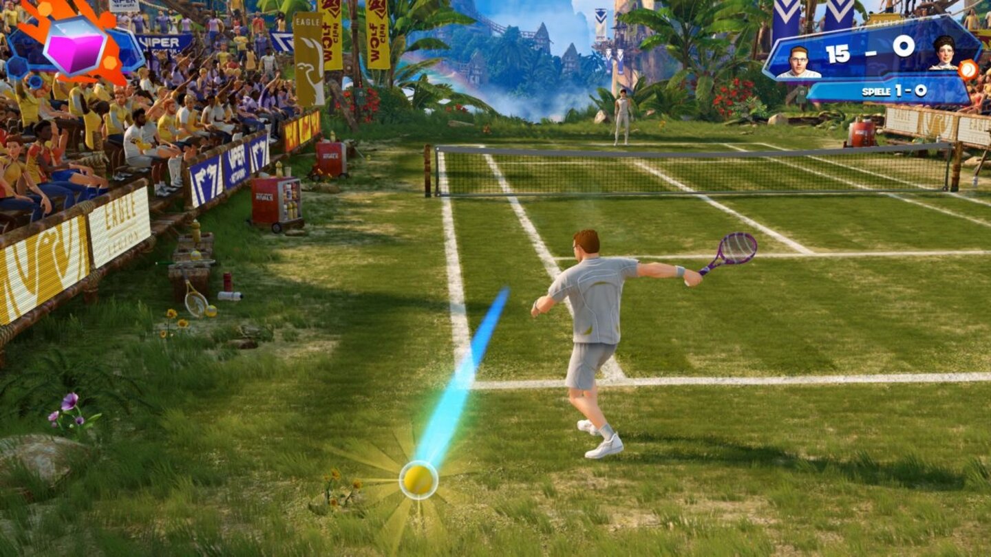 Kinect Sports RivalsDie Kollisionsabfrage beim Tennis zickt hin und wieder, weswegen wir den ein oder anderen Ball verpassen.