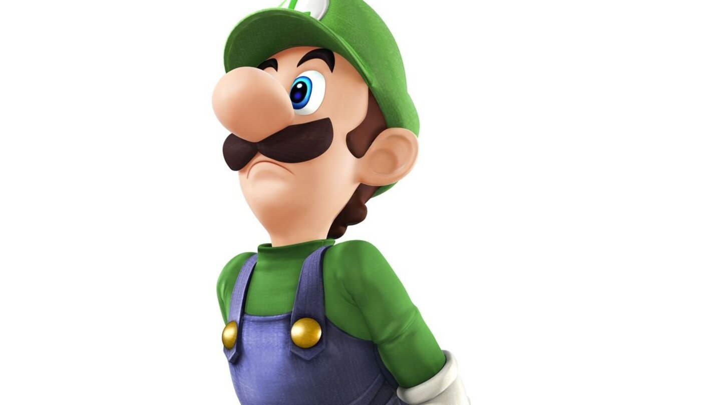 LuigiDer ewige Zweite. Obwohl er fast genau so vielen Abenteuer bestanden hat wie sein Bruder Mario und Nintendo sogar sein eigenes Spielejahr nach ihm benannt hat, zieht der größere der beiden Brüder immer den Kürzeren. Sein Kampfstil deckt sich weitgehend mit dem seines Bruders, allerdings ist er ein wenig schneller und hüpft auch ein bisschen höher als Mario. Dafür sind seine direkten Attacken ein wenig schwächer. Seine Spezialität sind die Luigi-Rakete, bei der er selbst als Geschoss fungiert, oder seine Feuerbälle, die im Gegensatz zu denen seines Bruders von der Schwerkraft nicht beeinflusst werden und in einer geraden Linie über den Bildschirm schwirren.