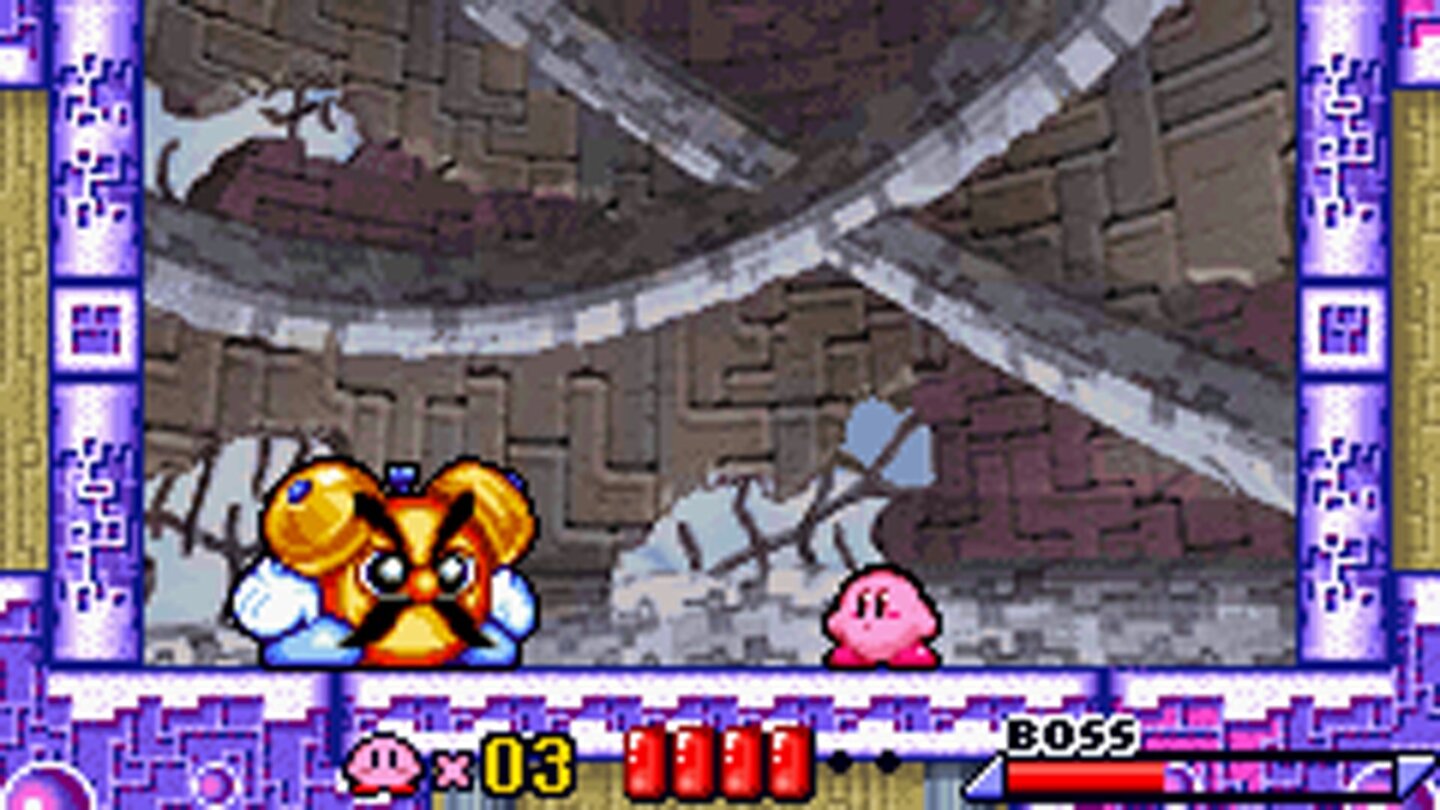 Kirby: Nightmare in Dreamland (Game Boy Advance, 2002)Der erste Kirby-Titel auf dem Game Boy Advance ist ein Remake von Kirby’s Adventure, das auf dem NES erschienen ist. Dabei hat das Entwicklerstudio HAL die Level größtenteils übernommen, aber die Grafik und den Sound überarbeitet. Die Story ist dabei auch dem NES-Titel nachempfunden.
Dazu gibt Meta-Knight, Kirbys ewiger Rivale, gibt in Nightmare in Dream Land sein Debüt als spielbarer Charakter. Der Ritter kann in »Meta Knightmare« gespielt werden, nach dem der Extra Modus mit Kirby absolviert wurde.