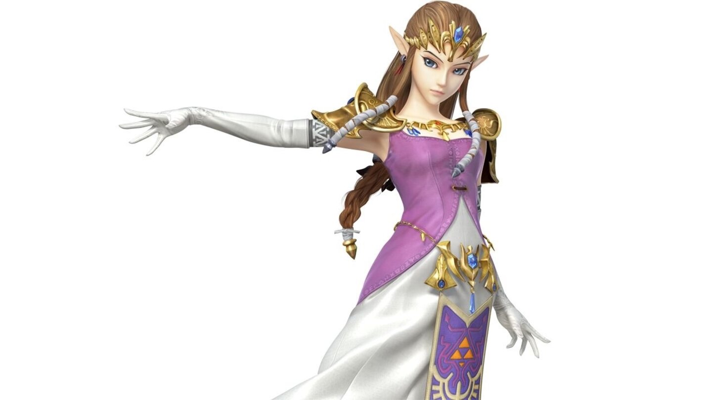 Prinzessin ZeldaDie Namensgeberin der Legend of Zelda-Reihe tritt in Smash Bros. als Magierin auf. Mit ihren Sprüchen beschwört sie Wind, Feuer oder auch die Liebe, um ihre Feinde niederzustrecken. Unter anderem kann sie jetzt auch eines der Phantome aus Spirit Tracks herbeirufen, dass ihr mit harten Schlägen und hoher Blockchance zur Seite steht.