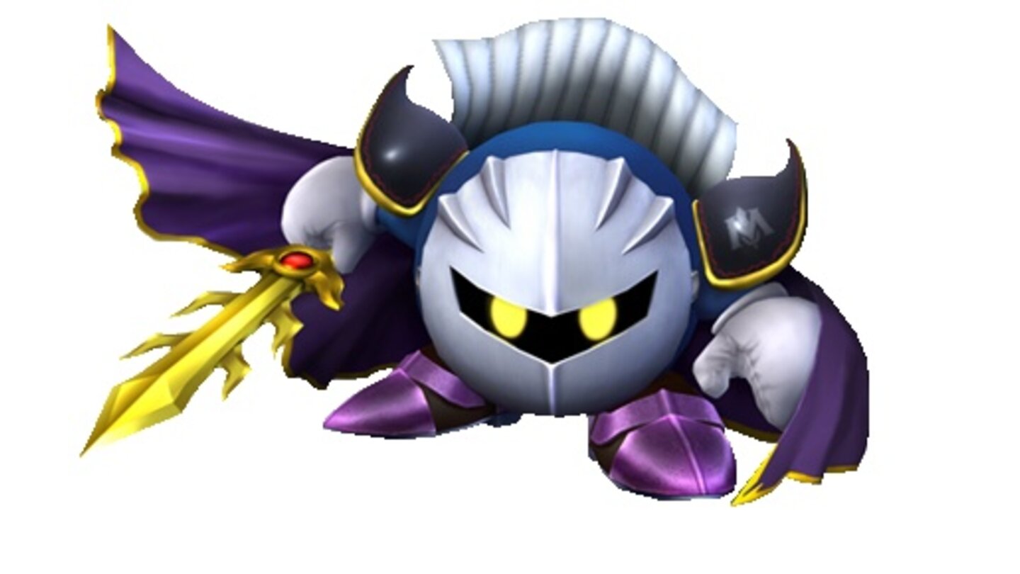 Meta-KnightDer Meta Knight ist sozusagen die böse Version von Kirby und taucht auch in vielen seiner Spiele auf. Im Gegensatz zu seinem pinken Gegenspieler sind Meta Knights Bewegungen allerdings um einiges schneller und präziser, dafür kann er allerdings nicht so lang in der Luft bleiben. Meta Knight ist ein beliebter Charakter für Buttonmasher, die während des Spiels am liebsten nichts anderes tun würden, als A zu drücken.