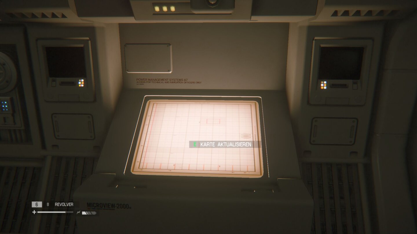 Alien: Isolation - PC-Screenshots aus der Test-VersionPraktisch: eine Station an der wir unsere Karte mit neuen Daten aktualisieren können.