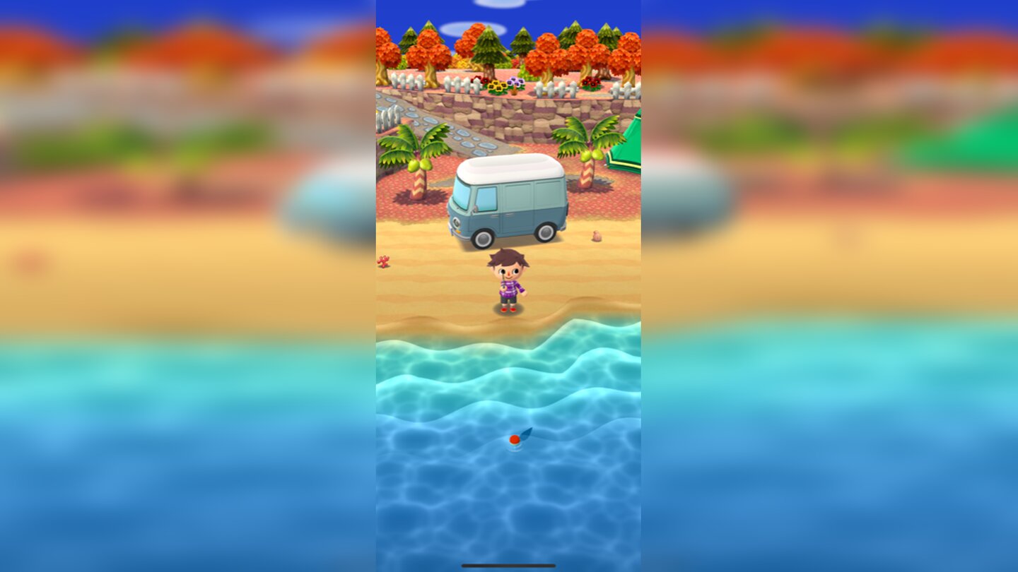 Animal Crossing: Pocket CampIn jedem Gebiet gibt's andere Items. Am Strand könnt ihr fischen.