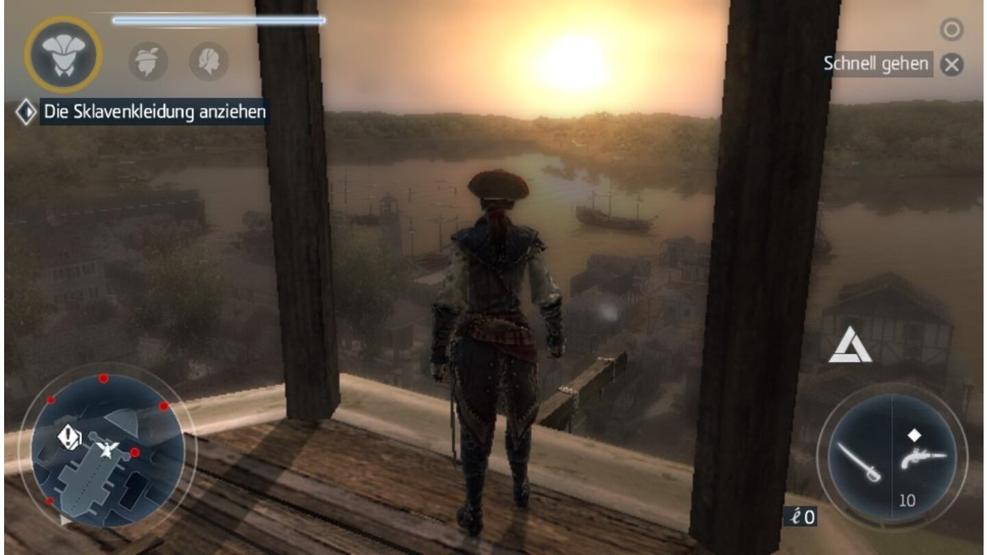 Assassin's Creed 3: LiberationDie Optik des Spiels ist stellenweise wirklich atemberaubend, wie bei diesem Sonnenuntergang über New Orleans.