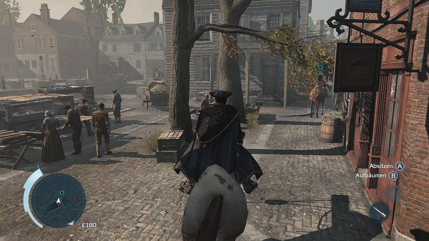 Assassin's Creed 3 (Wii U)Die lebendige Spielwelt sieht auf der Wii U genauso gut aus wie auf den anderen Konsolen.