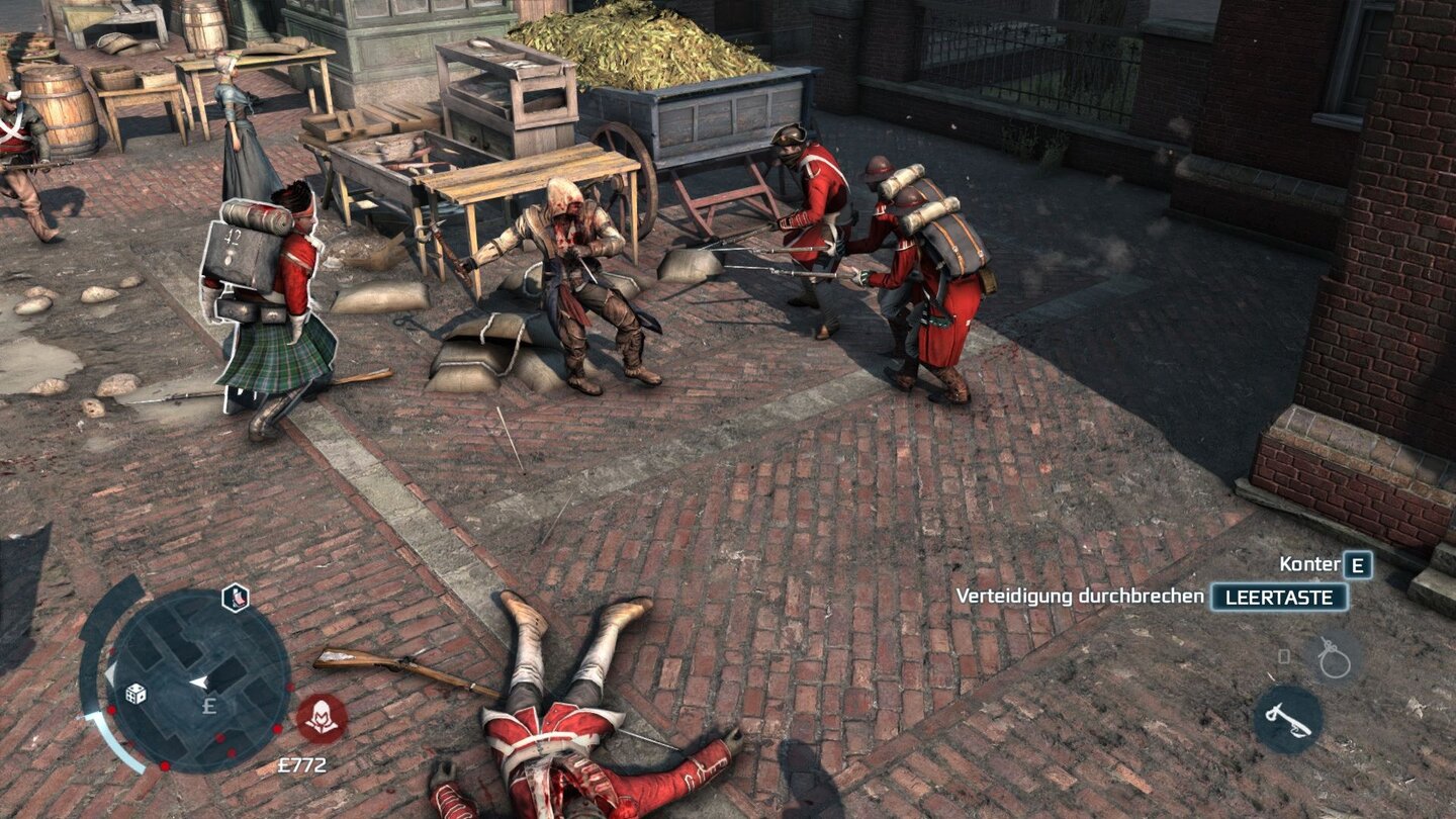 Assassin's Creed 3Serientypisch sind die Kämpfe hervorragend animiert.