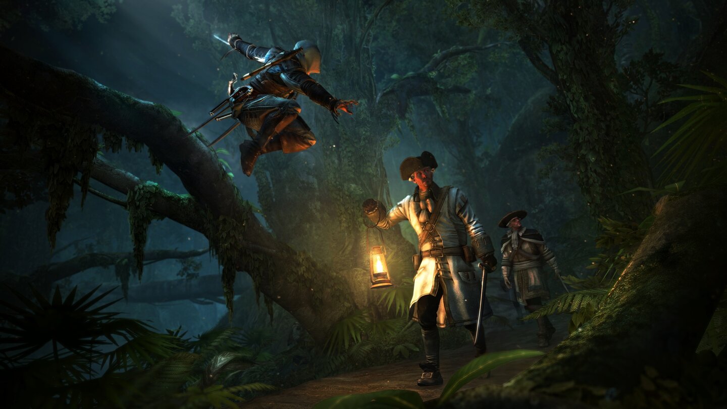 Assassin's Creed 4: Black FlagErstmals in der Serie sind wir in Assassin's Creed diesmal auch in tropischen Wäldern unterwegs - abgesehen vom Maya-DLC im Vorgänger.