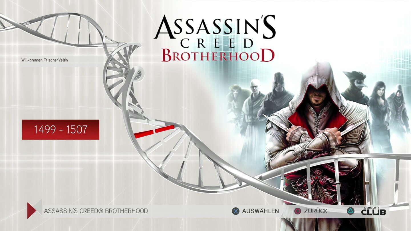 Assassin's Creed Ezio CollectionÜber das Hauptmenü gelangt man schnell zu den einzelnen Spielen.