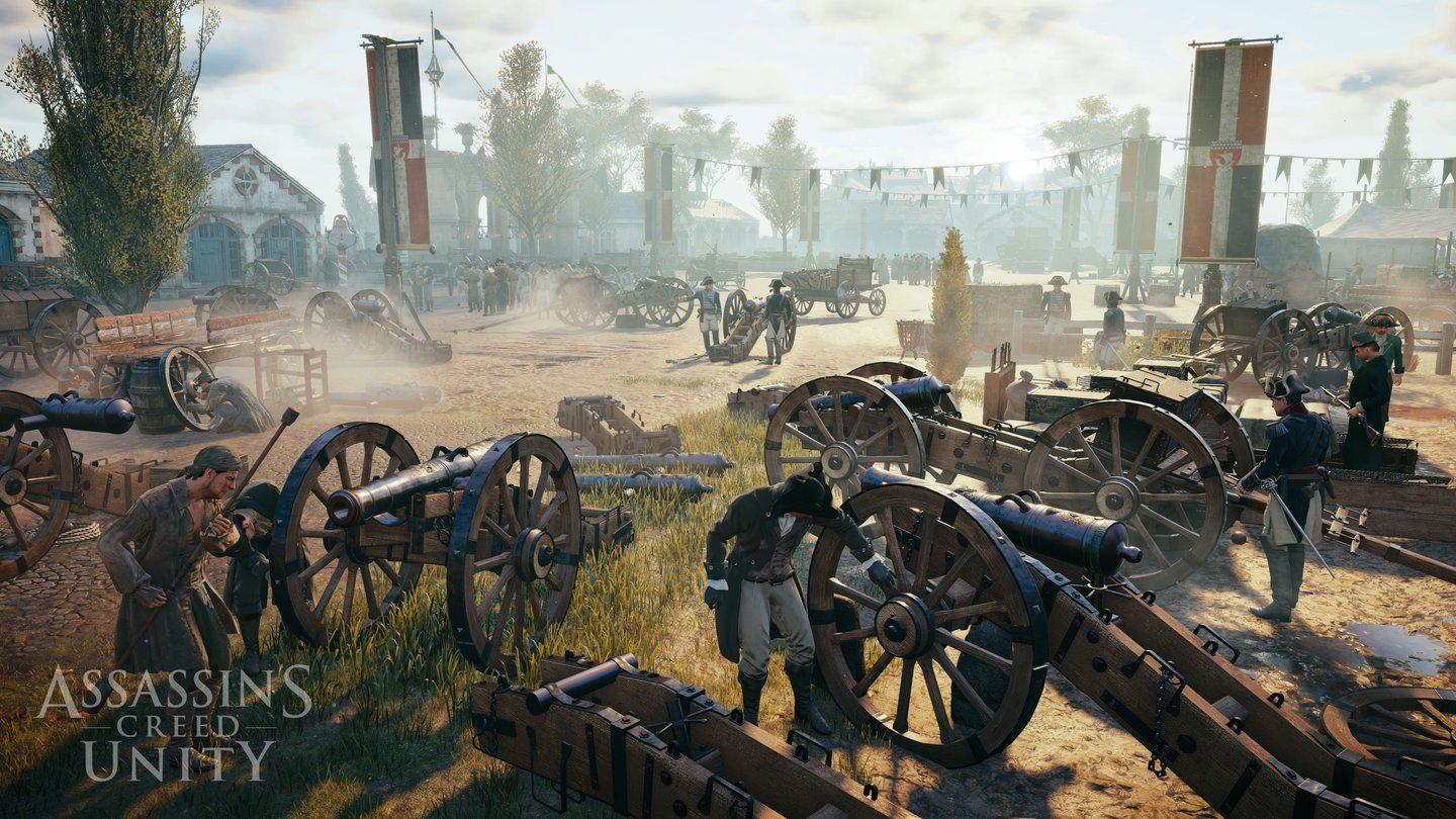 Assassin's Creed UnityDie französische Armee bereitet ihre Kanonen vor.