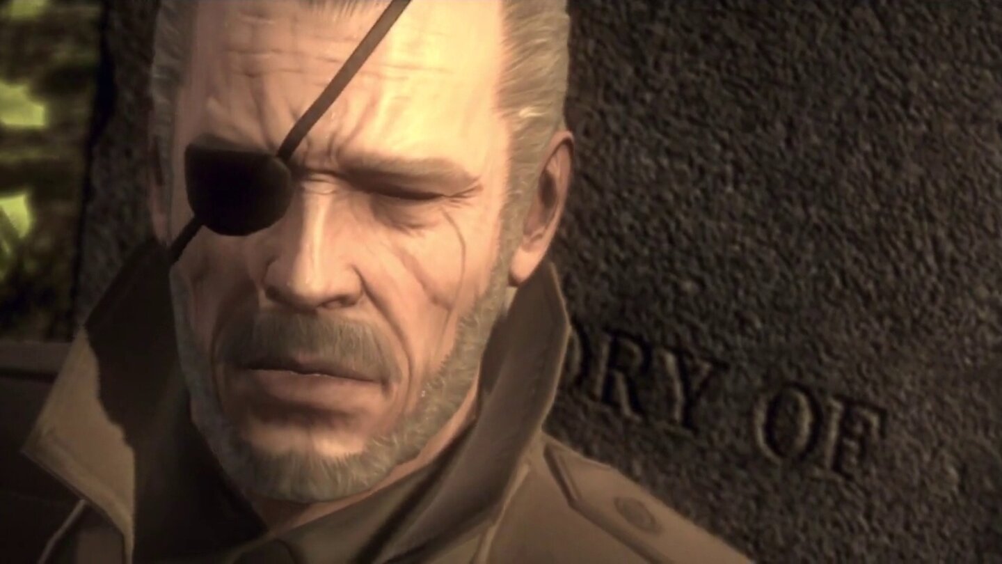 2008 - Metal Gear Solid 4Der todkranke Big Boss sammelt seine letzten Kräfte um Boss vor ihrem Grab die letzte Ehre zu erweisen.