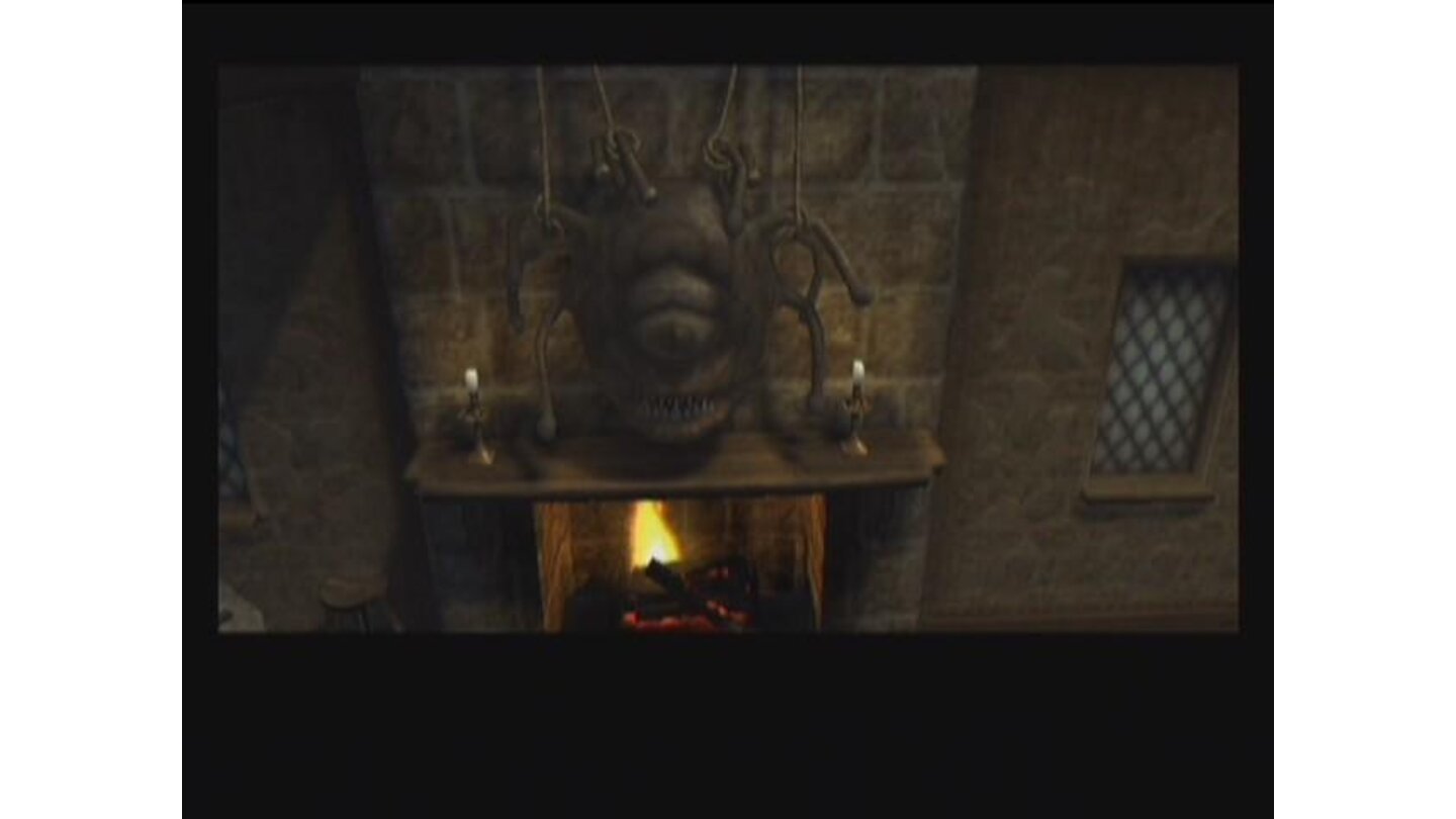 When you enter the tavern, you notice this stuffed creature above the fireplace. Behold the beholder!