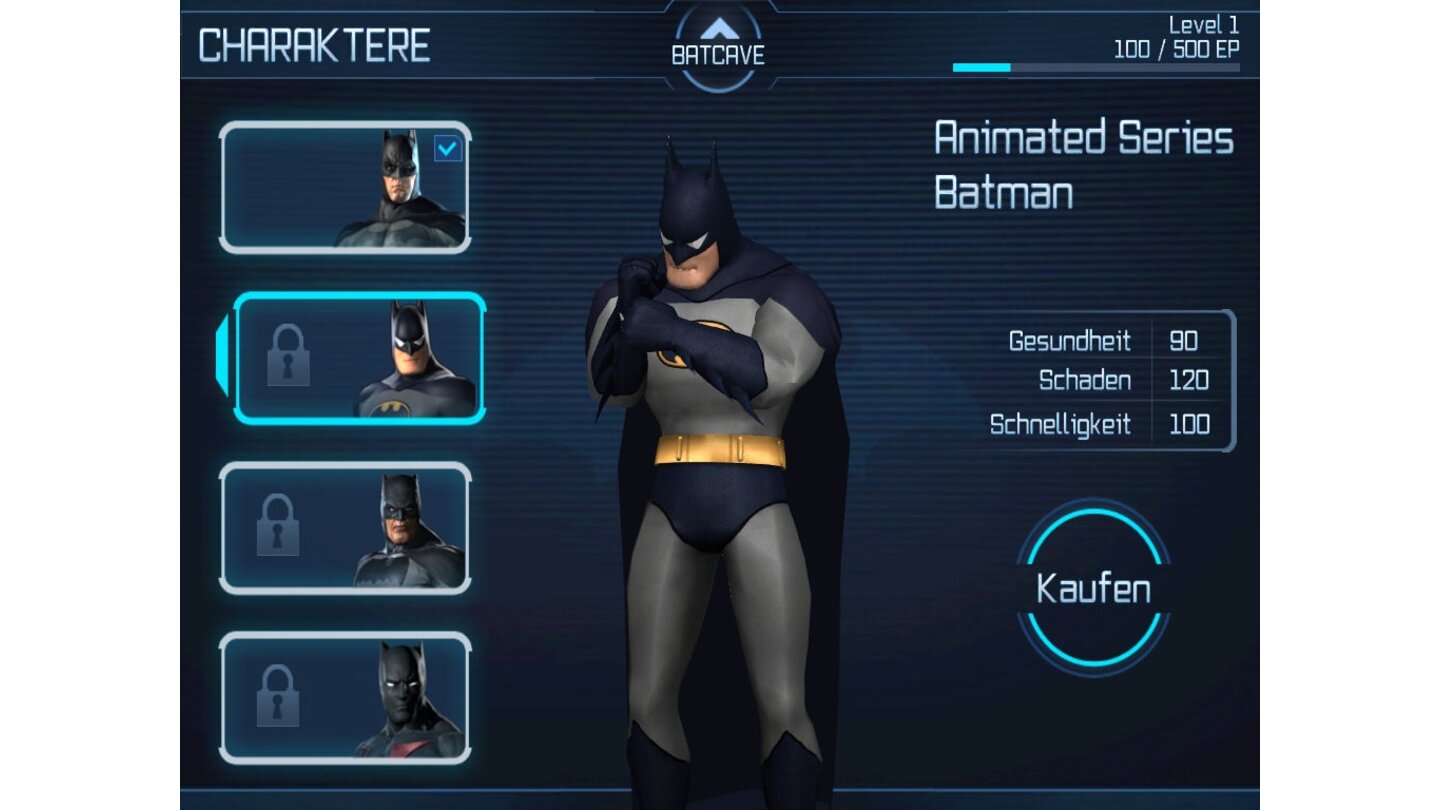 Batman: Arkham City LockdownFür je 79 Cent gibt es neue Anzüge für Batman, die seine Kampfwerte leicht verändern