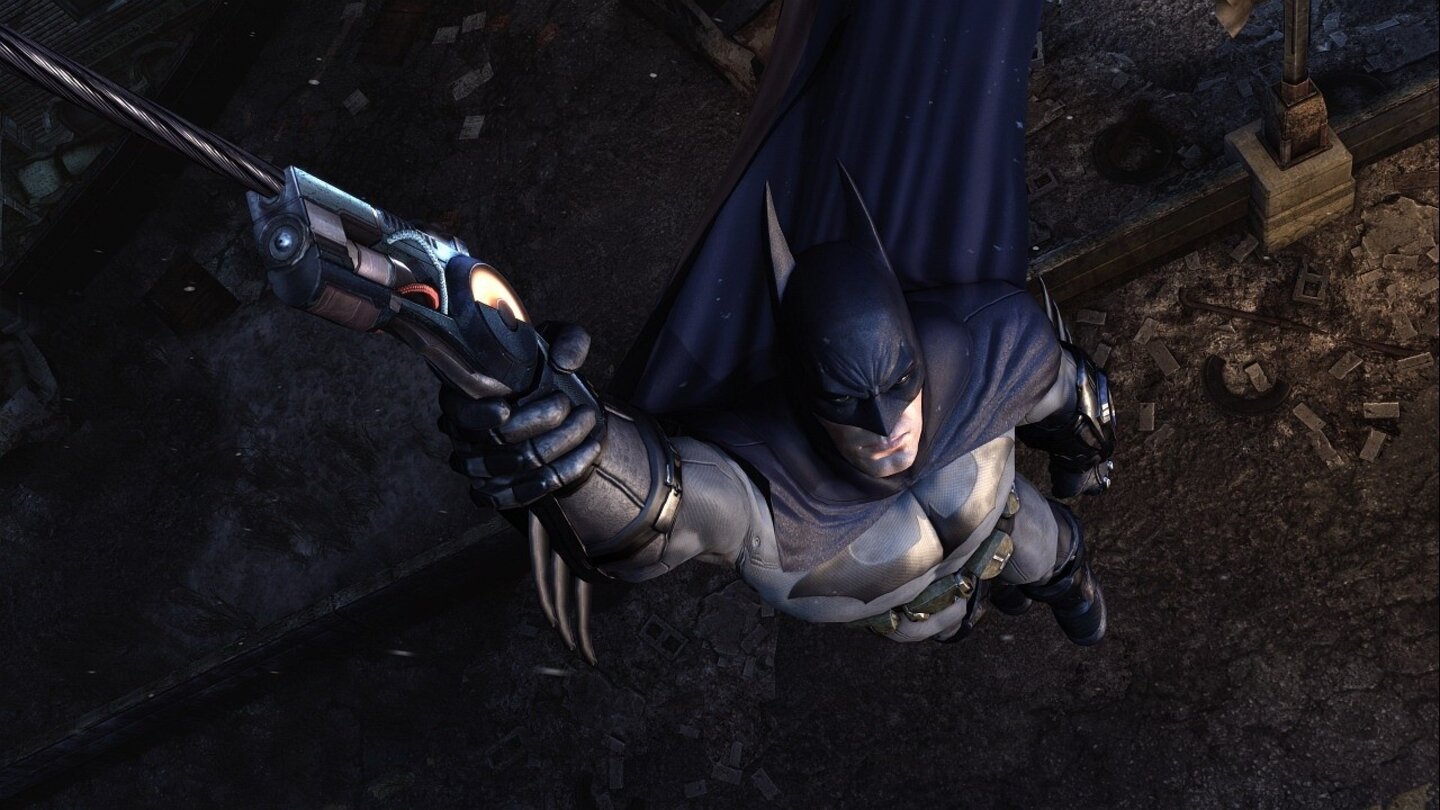 Batman: Arkham CityDer Enterhaken bringt Batman schnell in die Luft.