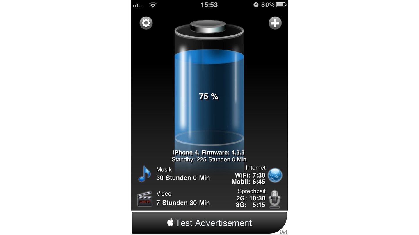 Battery HD MonitorBei intensiver Nutzung ist der Akku des iPhones bereits in weniger als einem Tag leergesaugt. Battery HD Monitor zeigt Ihnen die Hauptverantwortlichen für den hohen Energieverbrauch. Die Statistiken helfen bei der Identifizierung der Stromfresser, so dass Sie diese deaktivieren können oder zumindest die Nutzung soweit Einschränken, um für eine längere Laufzeit zu sorgen.