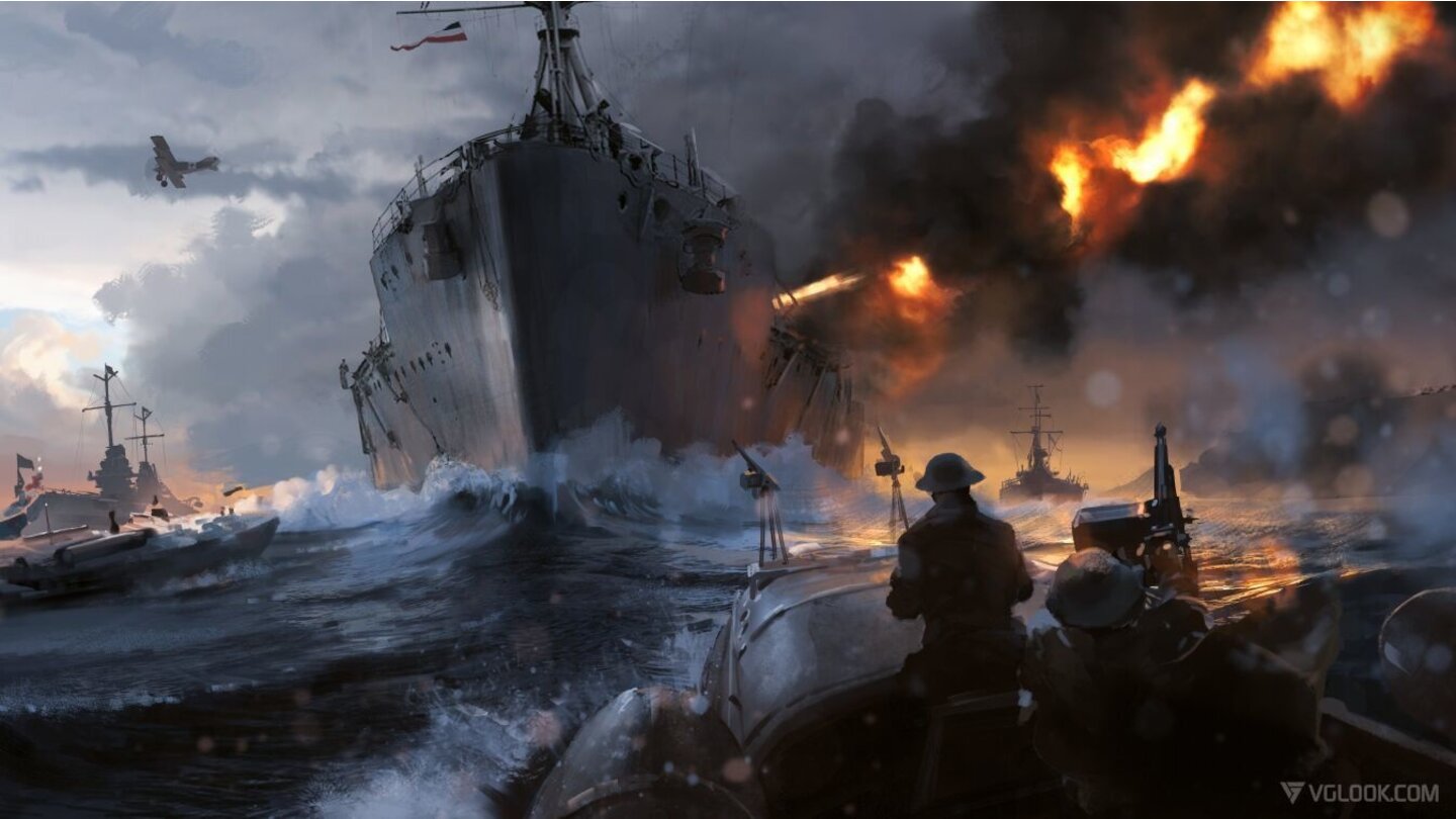 Battlefield 1Dice verspricht echte Seeschlachten für Battlefield 1. Hier treffen große Schlachtschiffe (vermutlich die bekannten Dreadnoughts) auf wendige Torpedoboote. Die Bewaffnung der Schnellboote deutet auf bis zu vier Sitzplätze hin.