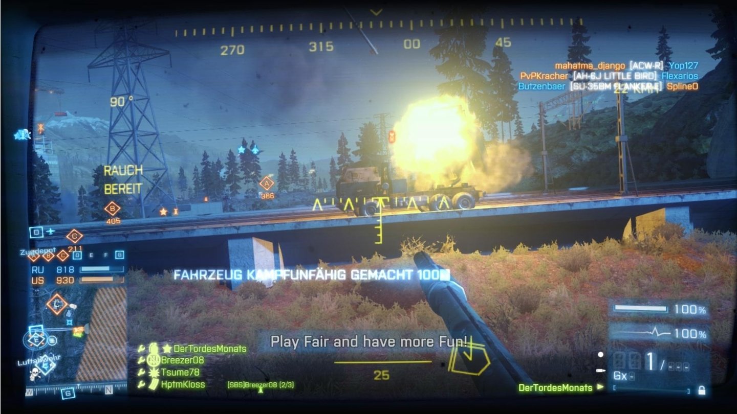 Battlefield 3 - Armored Kill-DLC (PC-Screenshots)Die mobile Artillerie verrät sich durch ihre Geschossspuren und wird damit leicht selbst zum Ziel.