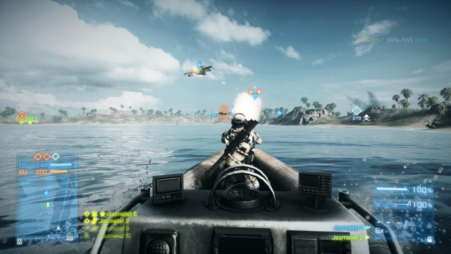 Battlefield 3In der Bucht von Wake Island gibt's jetzt sogar Wellengang.