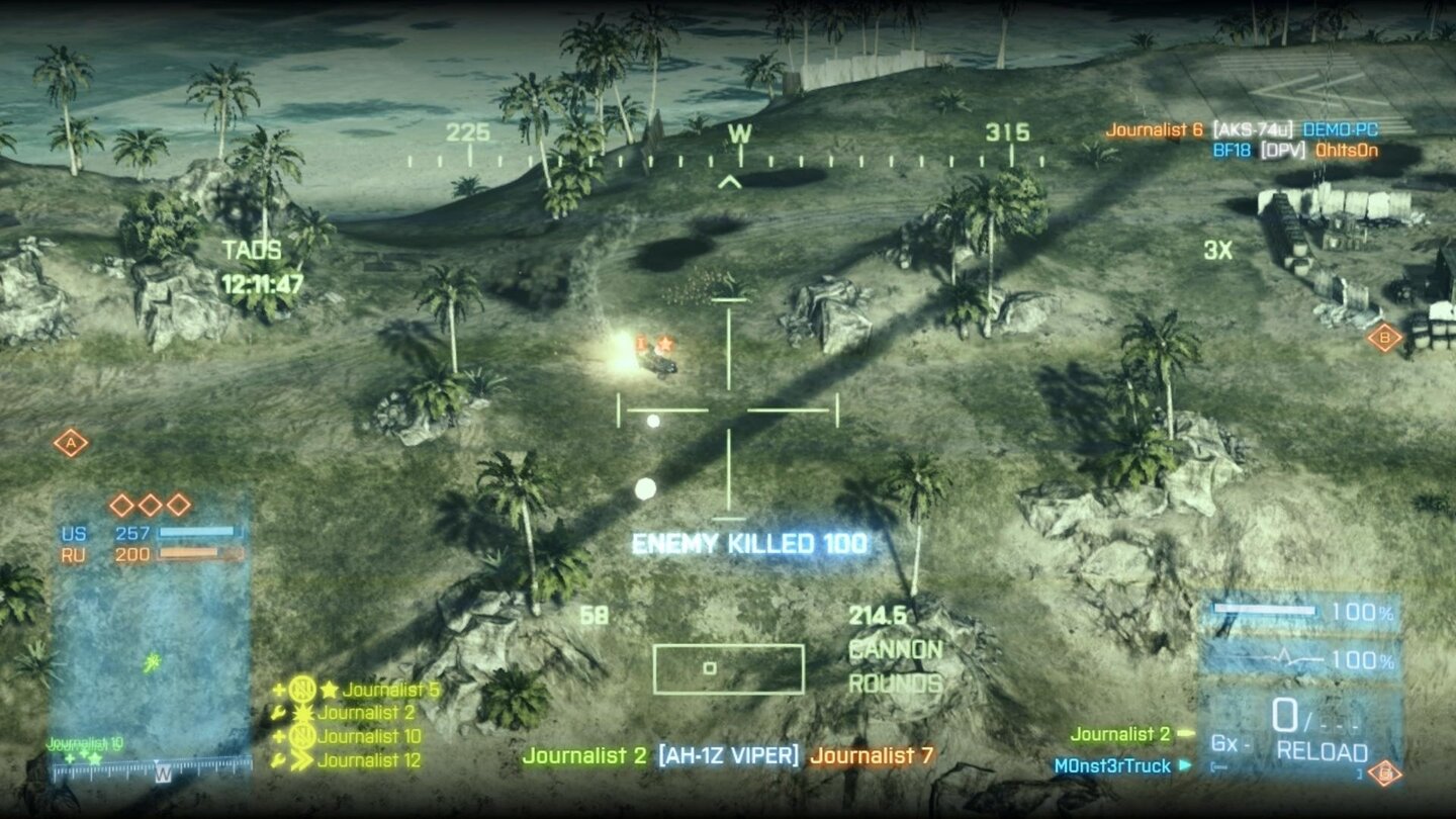 Battlefield 3Buggy-Jagd auf Wake Island: Eine Viper mit Bordschütze macht dem Fußvolk weiterhin das Leben schwer.