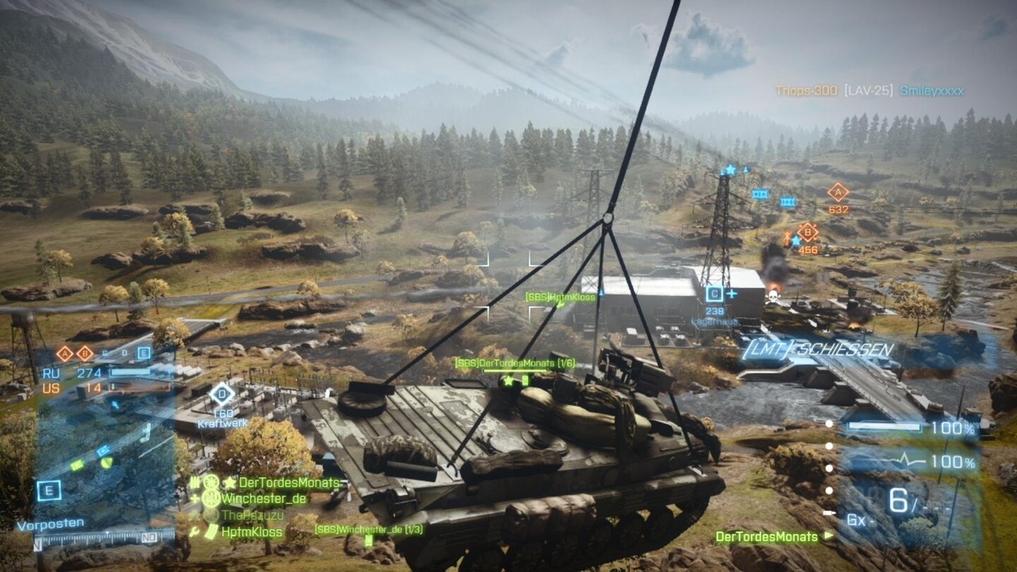 Battlefield 3 - End Game-DLCMit dem Luftlande-LAV gelangt man unbemerkt hinter feindliche Linien. Allerdings muss man den Absprung richtig timen.