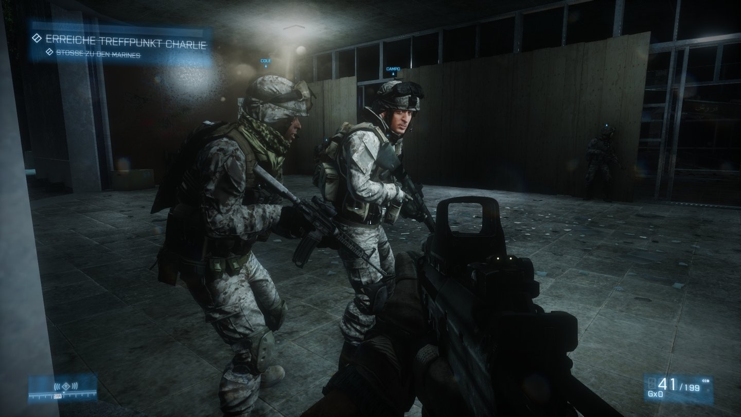Battlefield 3 - Screenshots aus der Solo-KampagneCampo schaut, als würde er den Vorgesetzten Cole nicht sonderlich mögen. Mit gutem Grund!