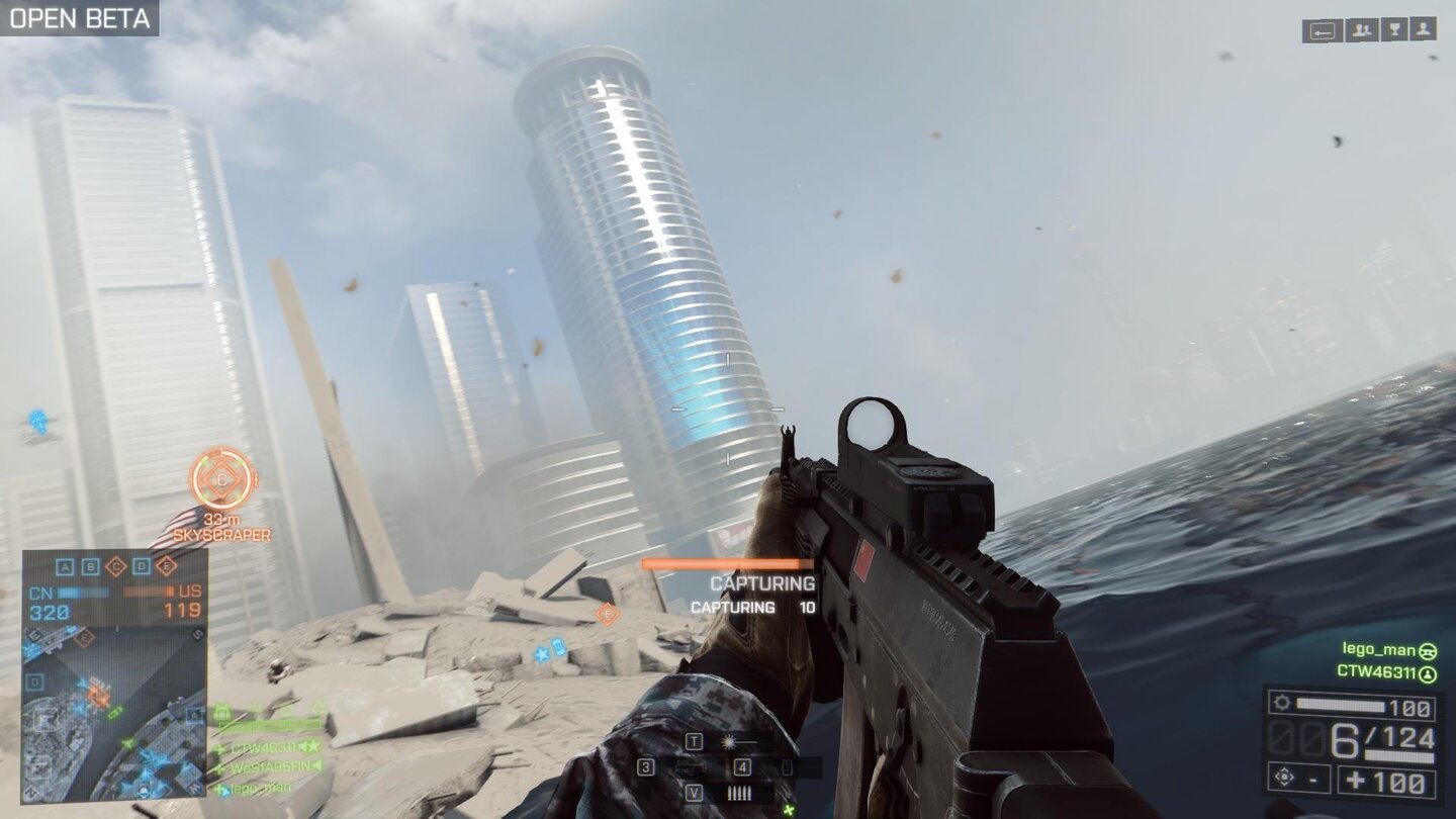 Battlefield 4 - Multiplayer-BetaVom Jetski aus erobern wir den heftig umkämpften Punkt C.