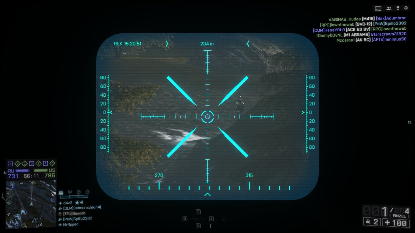 Battlefield 4: Final StandDurch die Zieloptik der Rorsch-Railgun haben wir einen Gegner gefunden. Der Rest ist ein Kinderspiel.