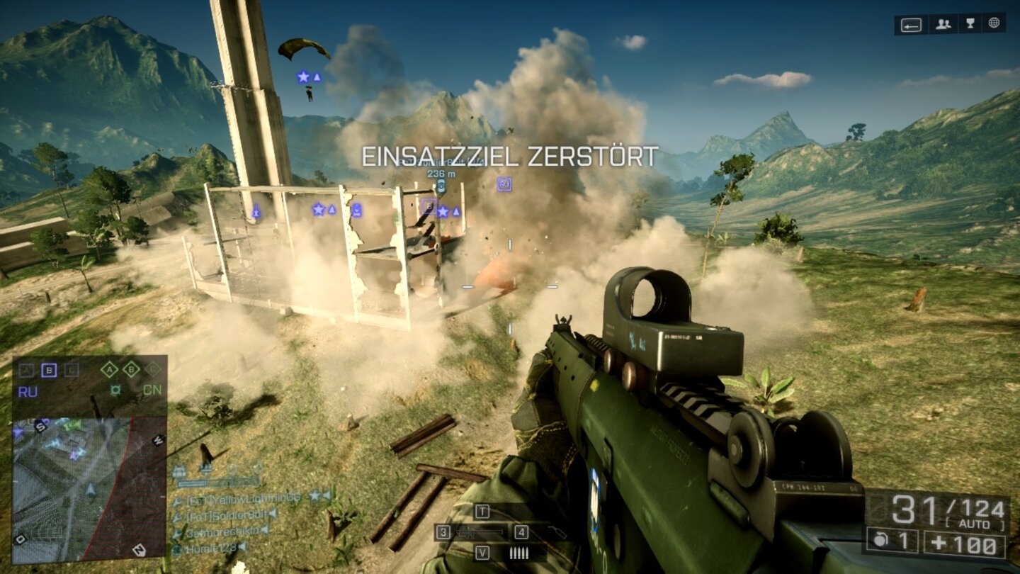 Battlefield 4 - Multiplayer-Screenshots (PC-Version)Die Sprengung der Bomben im Obliteration-Modus sorgt für riesige Explosionen.