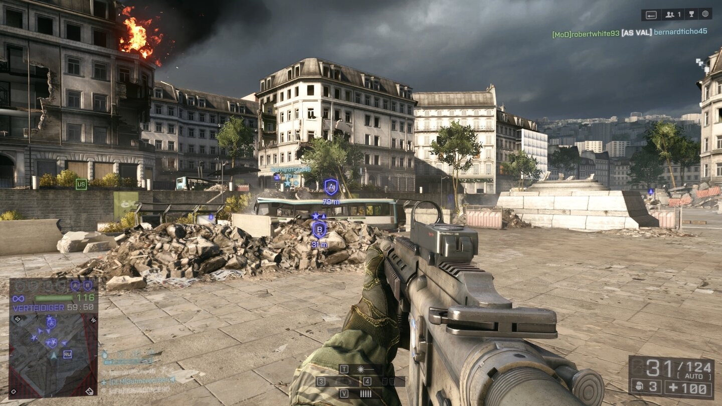 Battlefield 4: Second AssaultDie neuen Karten bieten einen deutlich höheren Detailgrad als Battlefield 3. Hier der Außenbereich von »Operation Métro 2014«.