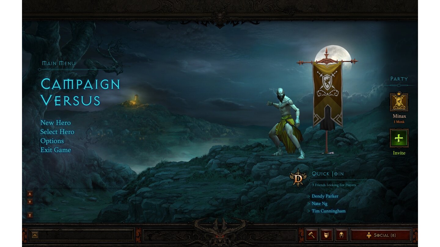 Diablo 3 InterfaceDas Kampagnen-Hauptmenü