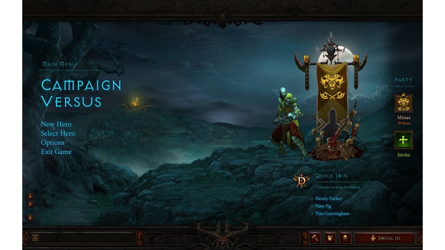 Diablo 3 InterfaceDie Standarte im Hintergrund verrät Details zum Charakter...