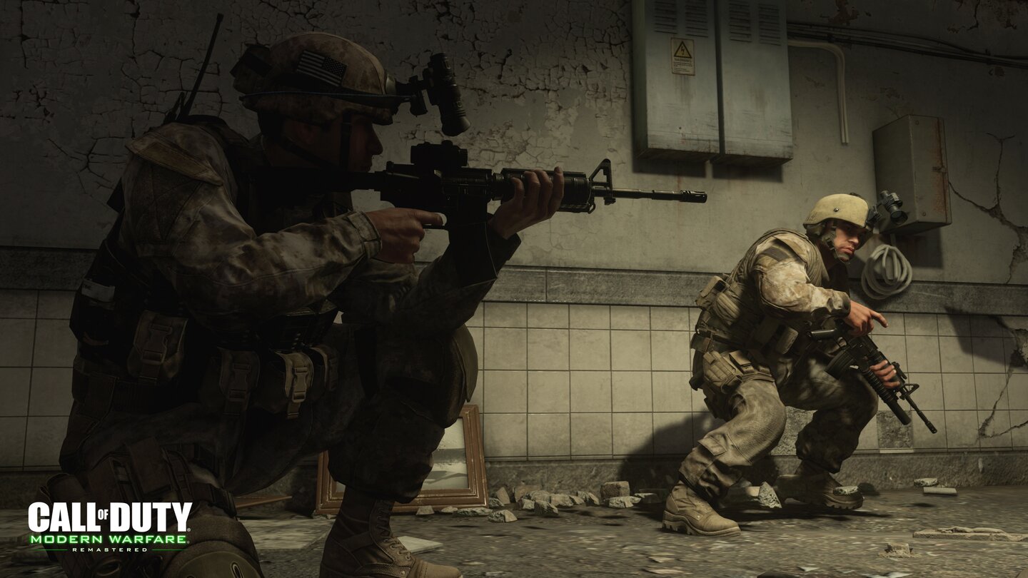 Call of Duty 4: Modern Warfare RemasteredCall of Duty rühmt sich mit besonders detailreichen Charaktermodellen, auch beim Remaster wurden die Soldaten sichtbar verbessert.
