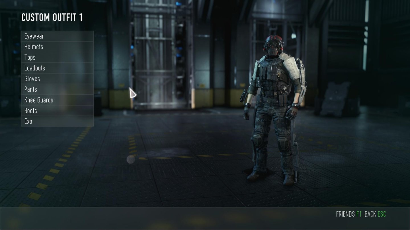 Call of Duty: Advanced Warfare - Multiplayer-Screenshot
Wir haben verschiedenste Kategorien, um unseren Soldaten optisch zu verändern - kein Spieler gleicht dem Nächsten.