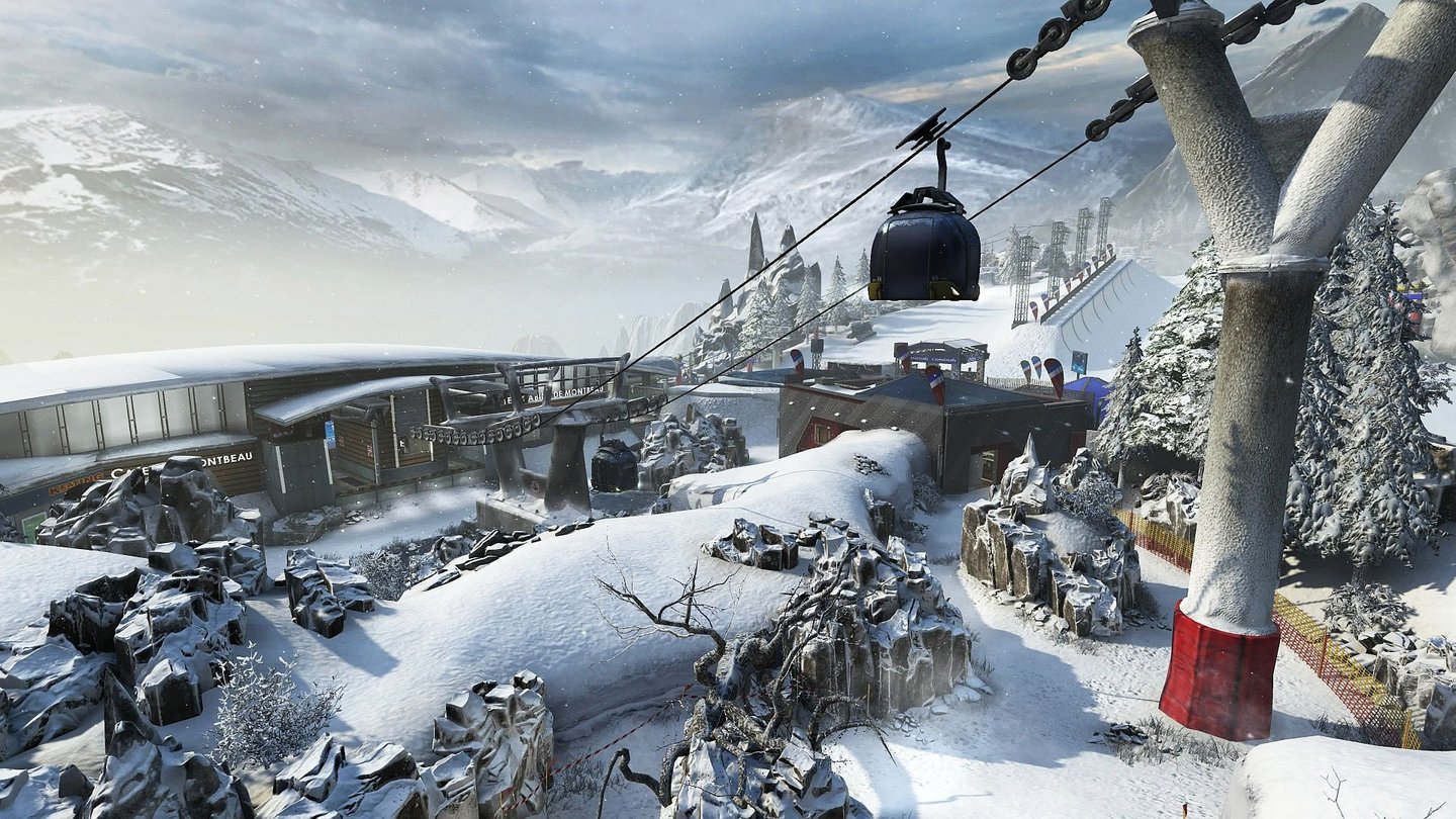 Call of Duty: Black Ops 2 - Revolution-DLCDurch Fels und Schnee führen enge Pfade, die der Karte Struktur geben.