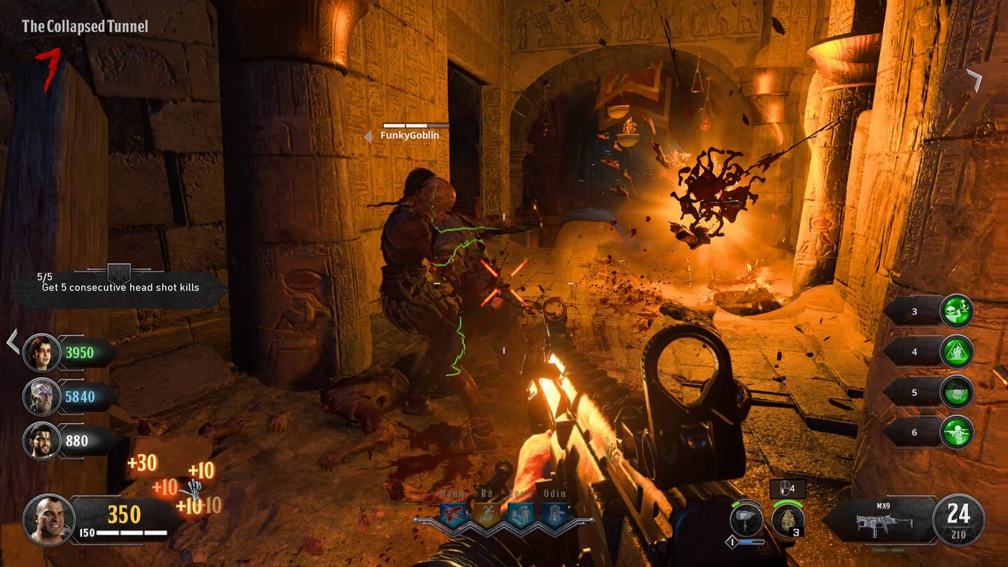 Call of Duty: Black Ops 4Die Zombies sind nicht nur eklig, sie zerspratzen natürlich auch effektvoll in Feuergefechten.