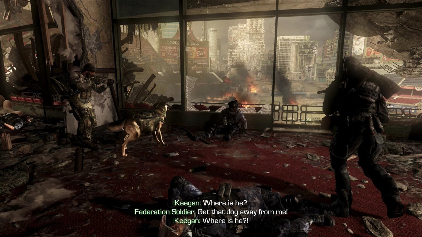 Call of Duty: Ghosts - PS4-ScreenshotsMit Gefangenen machen die Ghosts gerne kurzen Prozess. An die Genfer Konvention wollen sich die US-Truppen also wohl auch in der fiktiven Zukunft von Call of Duty nicht halten.