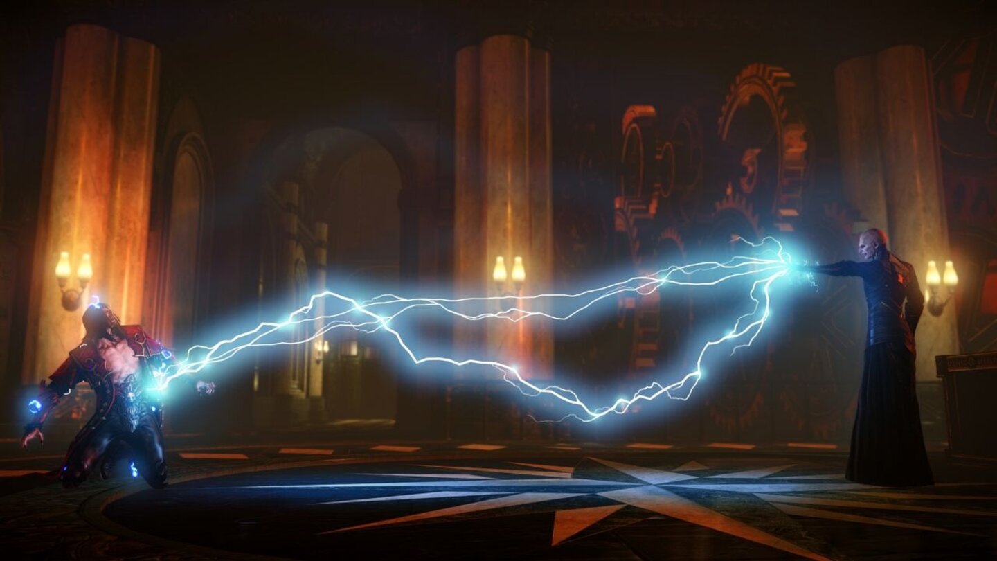 Castlevania: Lords of Shadow 2Elektrisierend: Dieser mysteriöse Widersacher streckt Dracula mit zuckenden Blitzen nieder. Aber der Blutsauger weiß sich zu wehren.