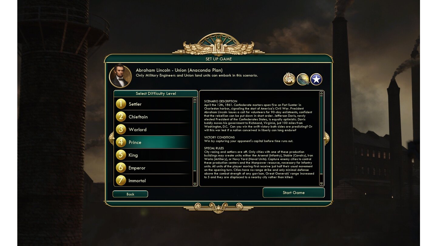 Civilization 5: Brave New World
Das neue Szenario »Amerikanischer Bürgerkrieg« versetzt die Spieler in die Rolle des Oberkommandierenden der Unionsarmee.