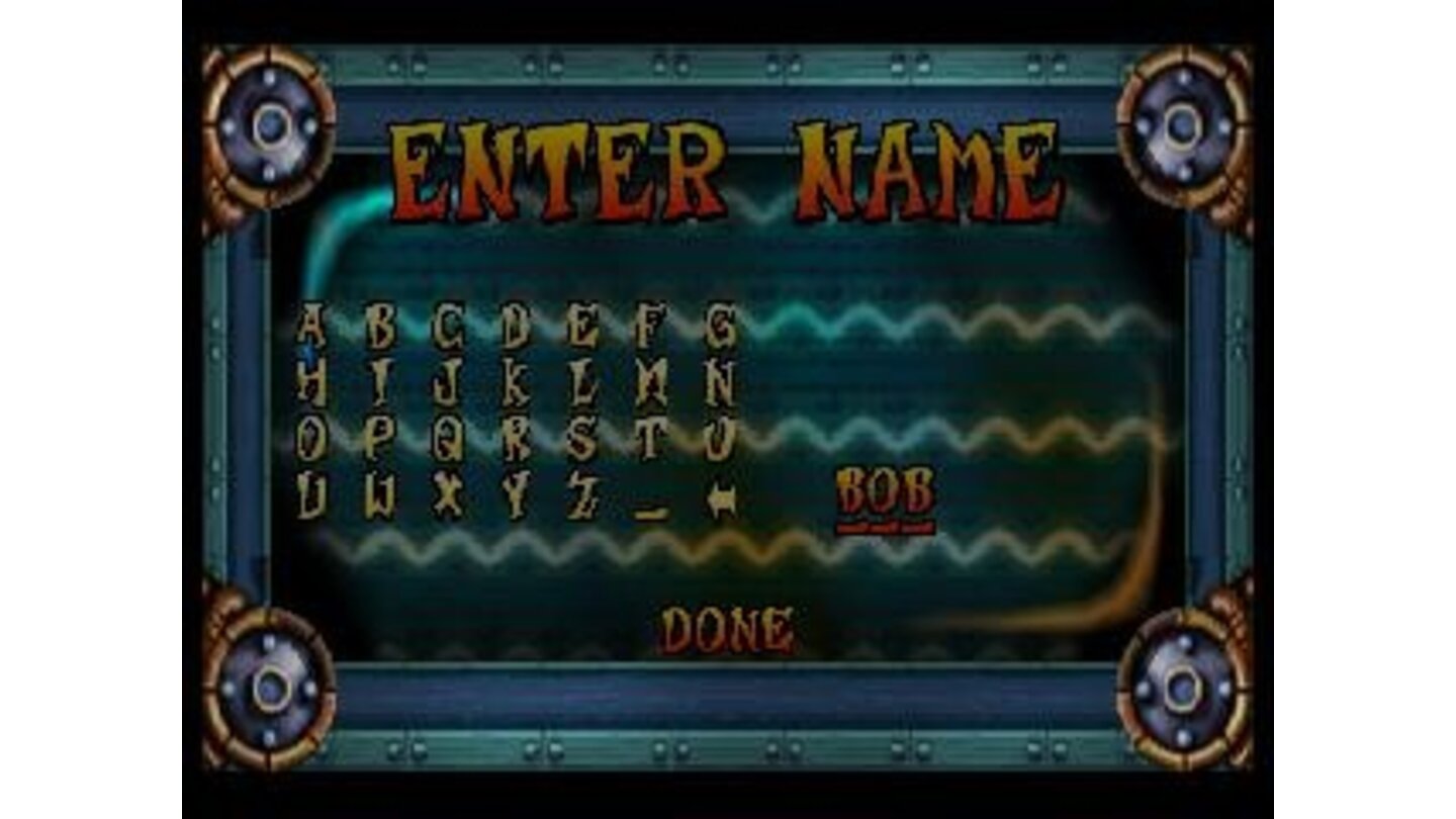 Upon beating a previously set time achievement in time trial mode, you get to enter your three letter name.