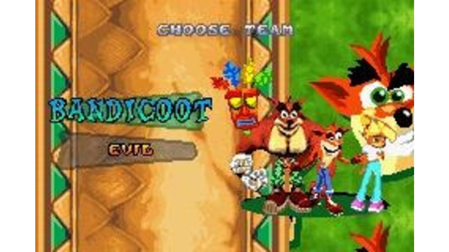 In Adventure mode, you can opt between two teams: BANDICOOT (good guys) and EVIL (bad guys).