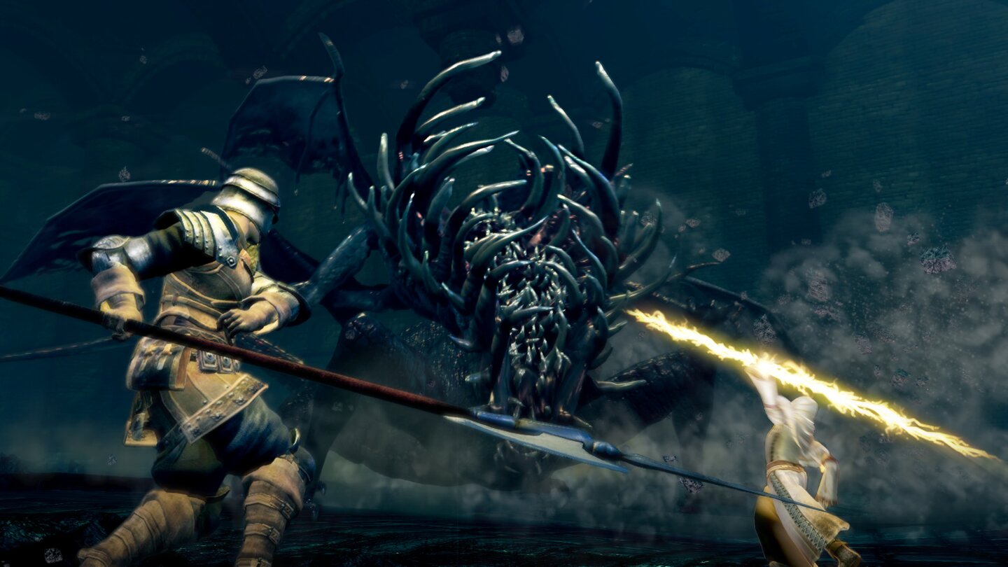 Dark Souls: RemasteredVor Bossgegnern können wir Mitspieler beschwören, die uns im Kampf beistehen.