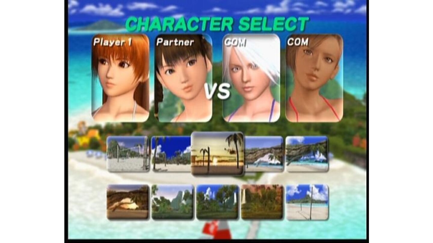 Instead of playing scenario, you can choose Exhibition and go straight for the volleyball match between any characters (and swimsuits) you select.