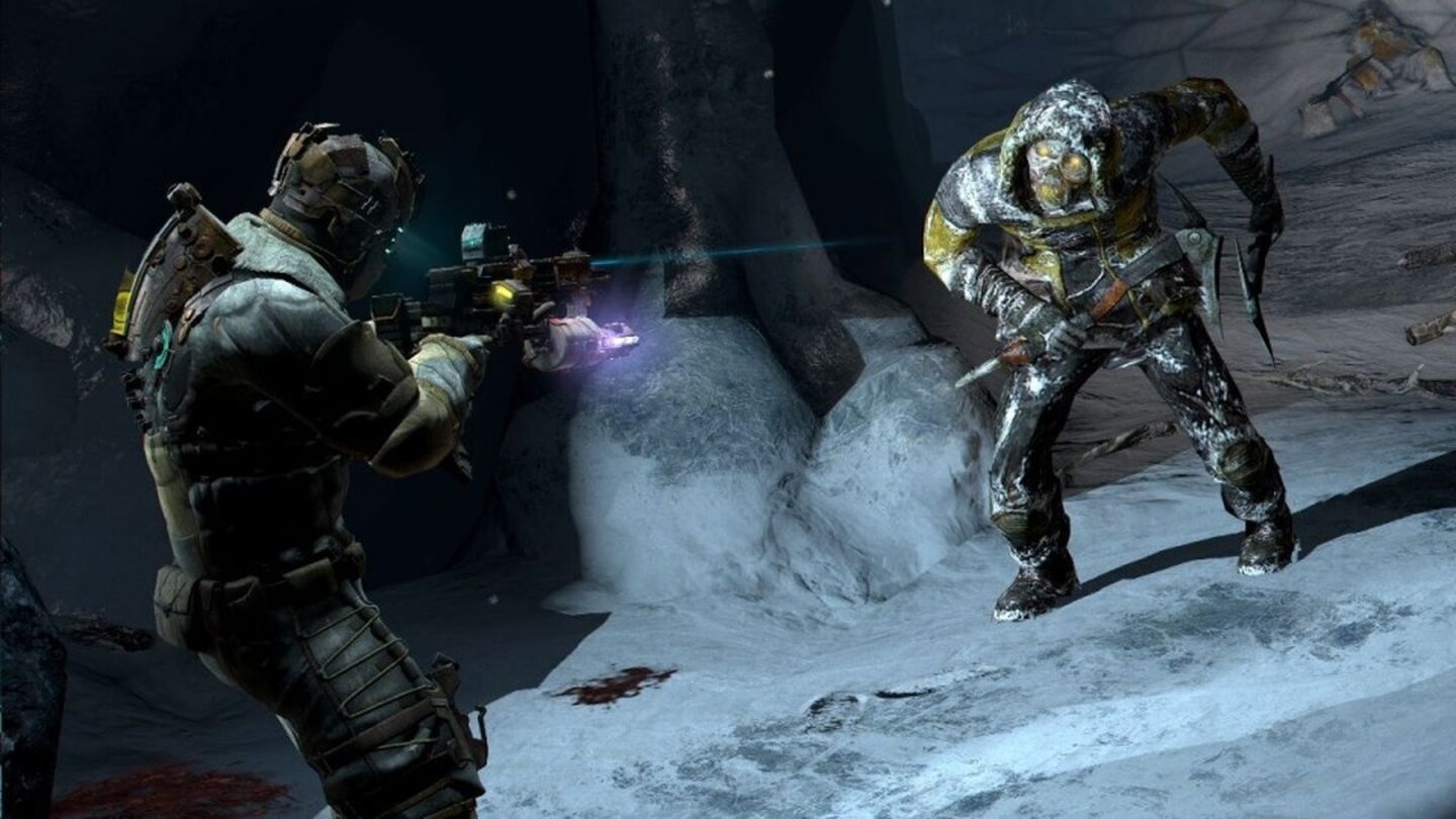 Dead Space 3 Auf dem Eisplaneten greifen uns auch infizierte Minenarbeiter an.