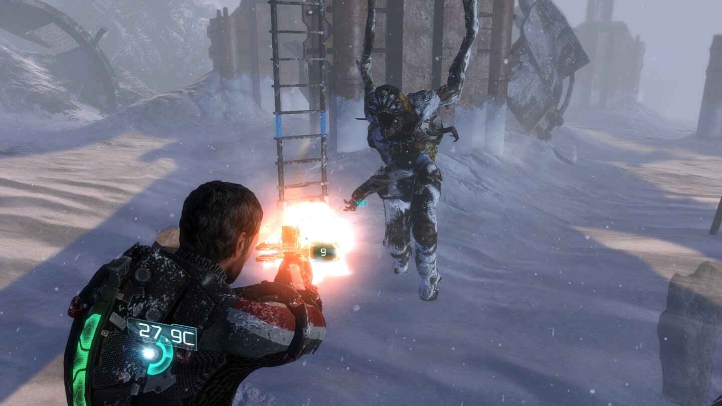 Dead Space 3Auf Tau Volantis kämpfen wir uns zumeist bei Tageslicht zur die Nekromorphs.