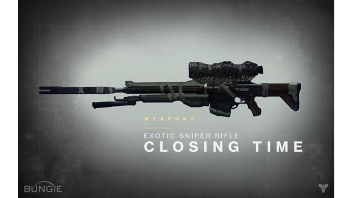 Exotic Sniper Rifle - Ladenschluss
»Diese Waffe zu tragen ist wie eine Ehrenmedaille.«