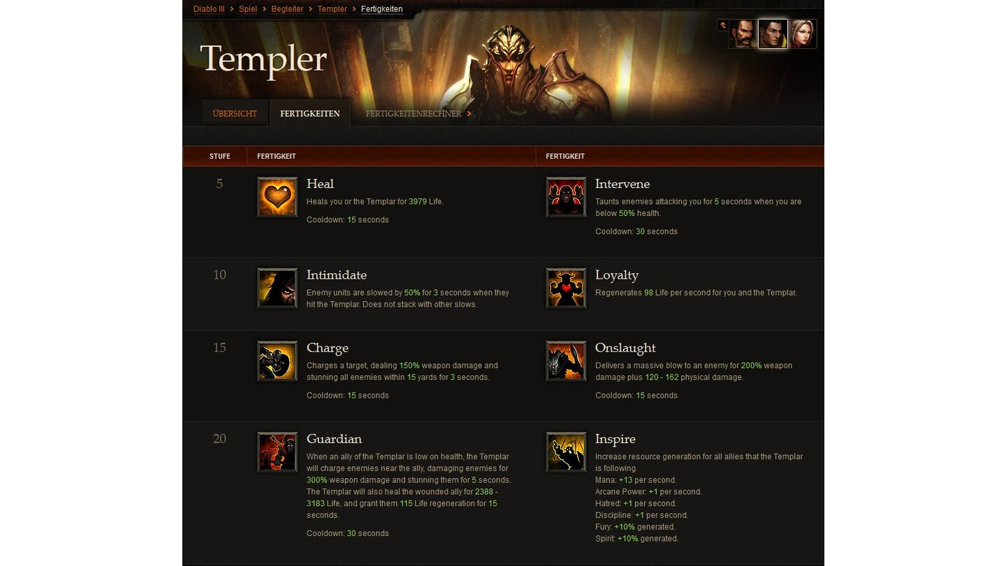 Diablo 3: Die Begleiter-Fähigkeiten des Templers