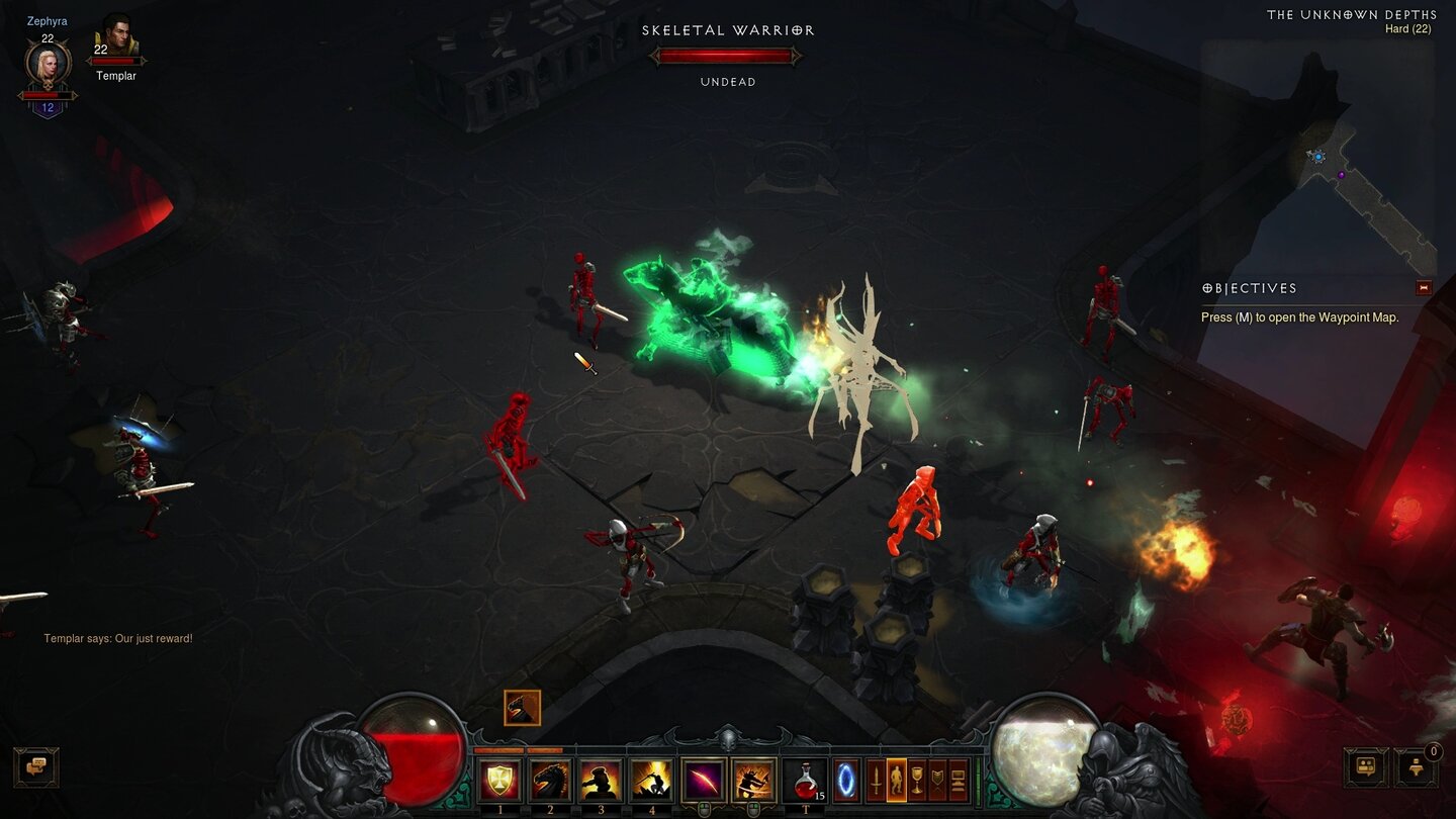 Diablo 3: Reaper of SoulsFürstlich: Auf dem Rücken eines Geisterrosses bringen wir als Kreuzritter unsere Feinde zur Strecke - leider bleibt das Reittier nur wenige Sekunden.